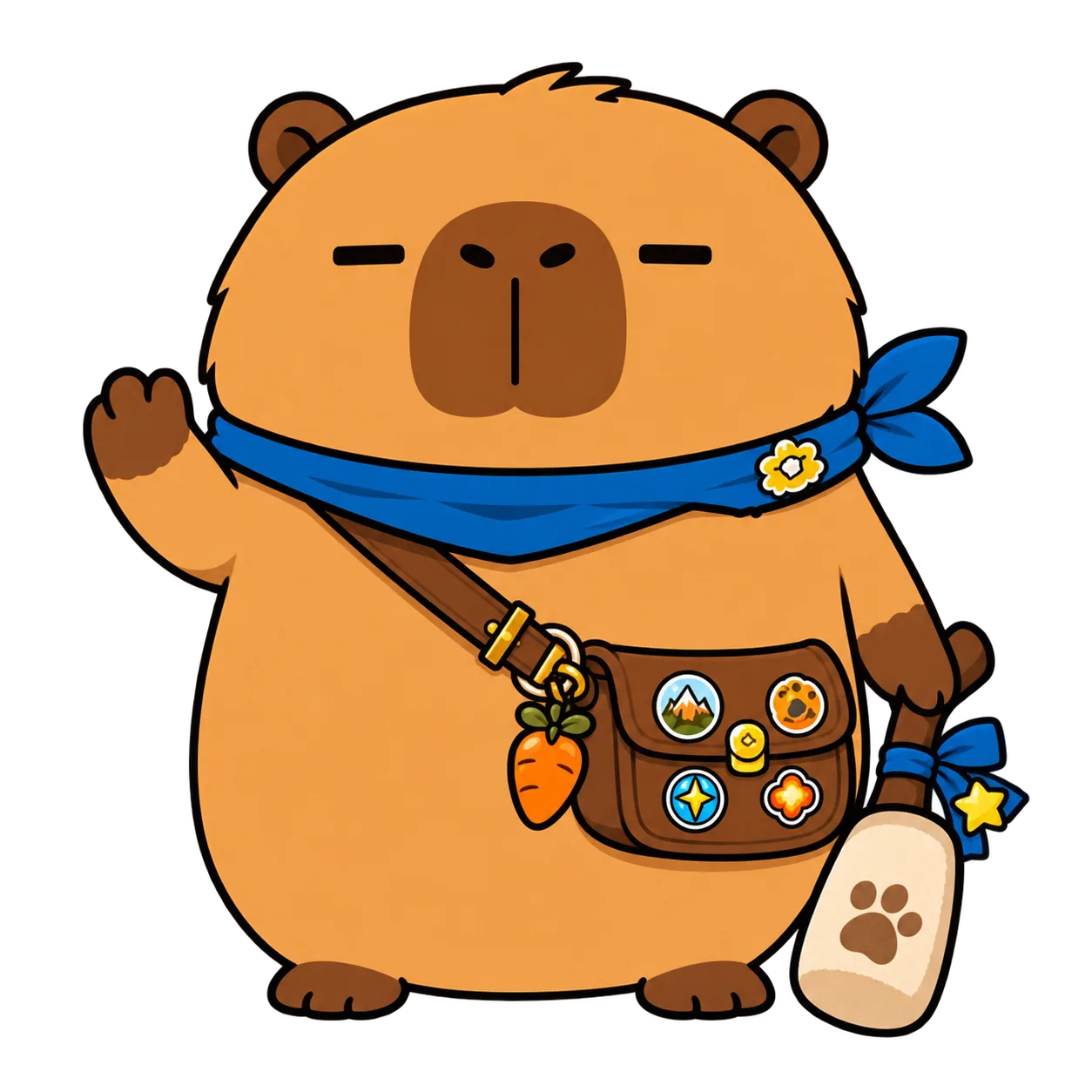 Dada the capybara holding a soft bonk stick